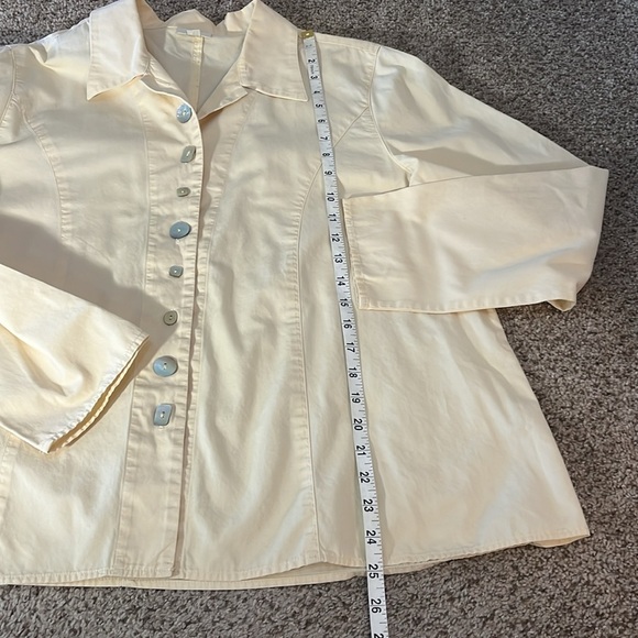 J JILL Yellow Unlined Jacket Long Sleeve Classic Collared Button Down Shirt szL - Picture 7 of 10